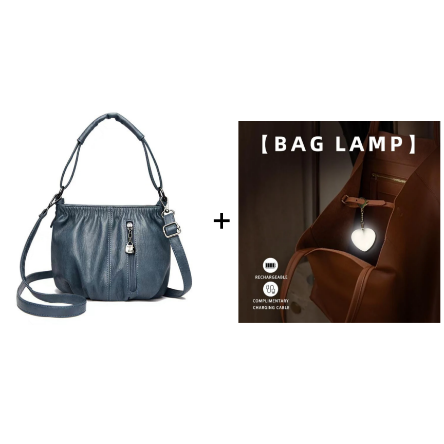 Casual Pleated Bucket Soft Leather Handbag Shoulder Bag