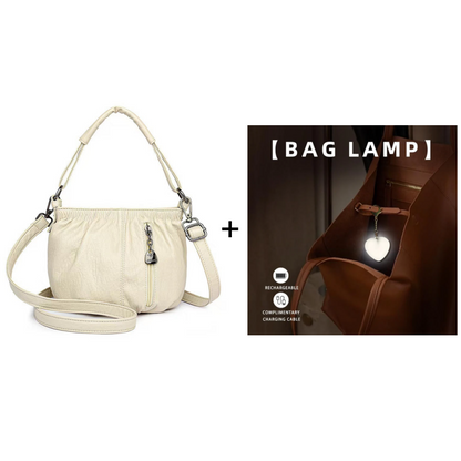 Casual Pleated Bucket Soft Leather Handbag Shoulder Bag