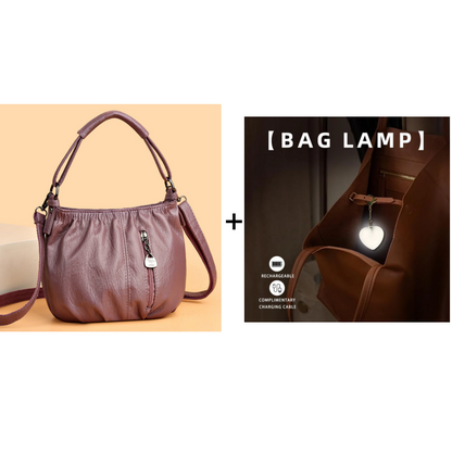 Casual Pleated Bucket Soft Leather Handbag Shoulder Bag