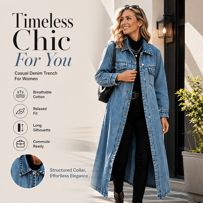 Time-Limited Special – Women's Timeless Longline Denim Coat