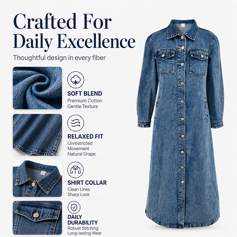 Time-Limited Special – Women's Timeless Longline Denim Coat