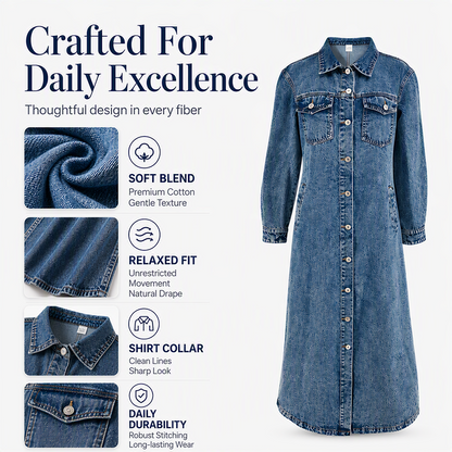 Time-Limited Special – Women's Timeless Longline Denim Coat