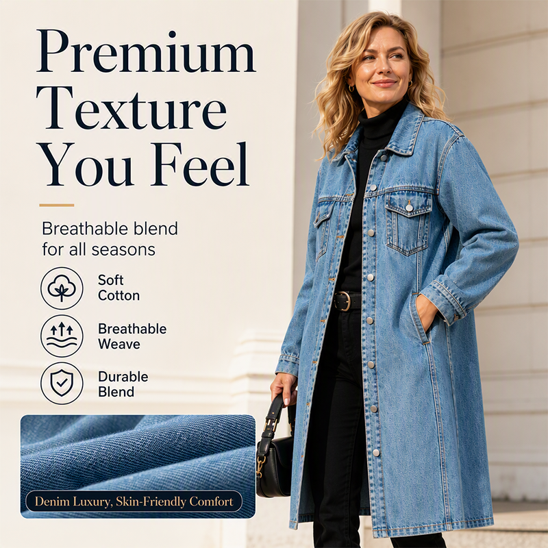 Time-Limited Special – Women's Timeless Longline Denim Coat