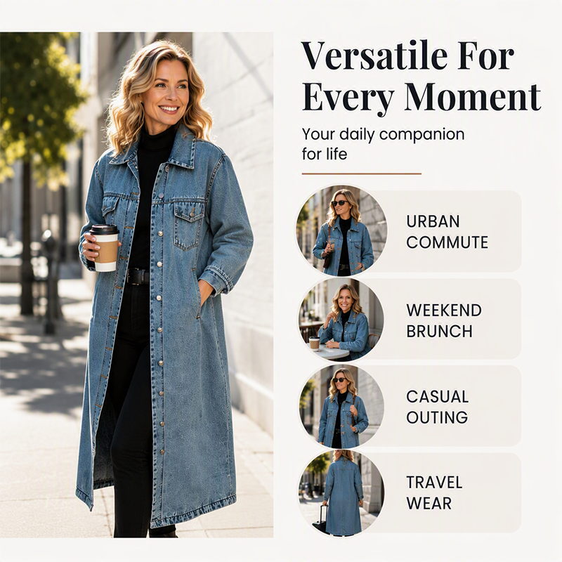 Time-Limited Special – Women's Timeless Longline Denim Coat