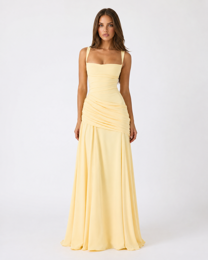 SOLANCE | Maxi dress with ruched square neckline