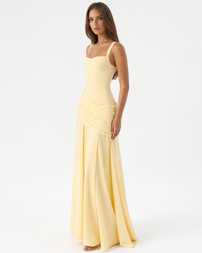 SOLANCE | Maxi dress with ruched square neckline