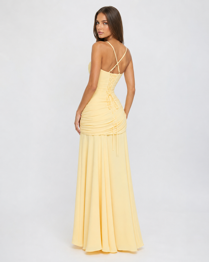 SOLANCE | Maxi dress with ruched square neckline