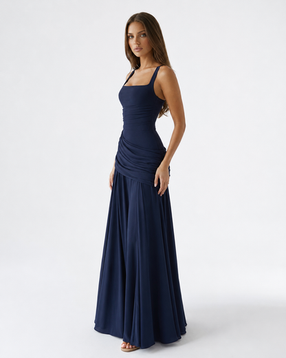 SOLANCE | Maxi dress with ruched square neckline