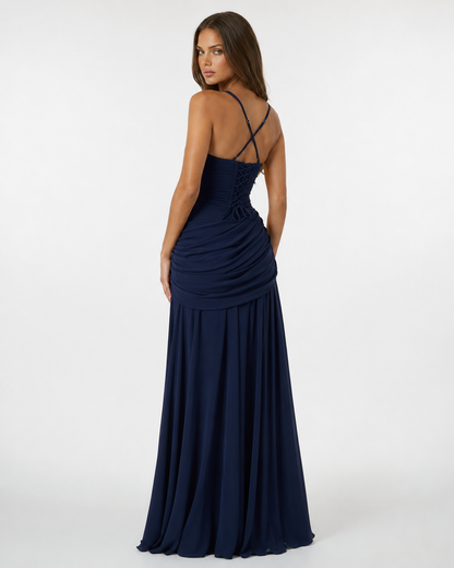 SOLANCE | Maxi dress with ruched square neckline