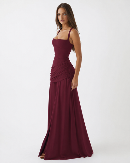 SOLANCE | Maxi dress with ruched square neckline