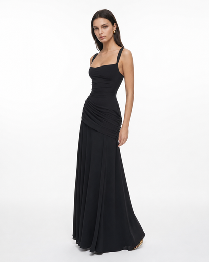 SOLANCE | Maxi dress with ruched square neckline