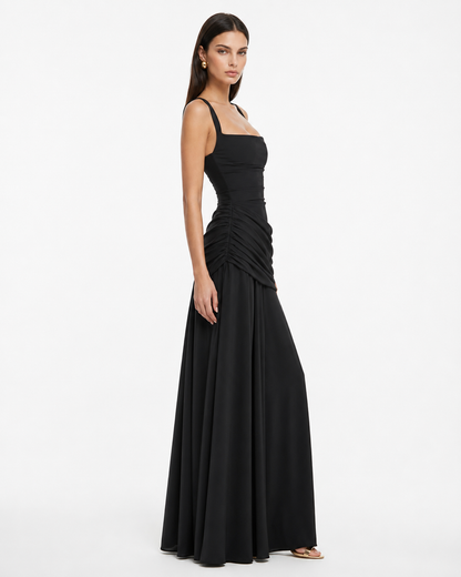 SOLANCE | Maxi dress with ruched square neckline