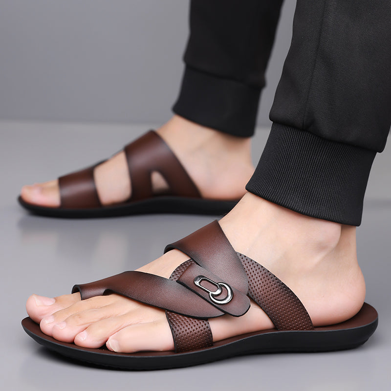 VIOLA LEATHER SLIDES