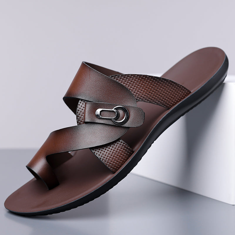 VIOLA LEATHER SLIDES