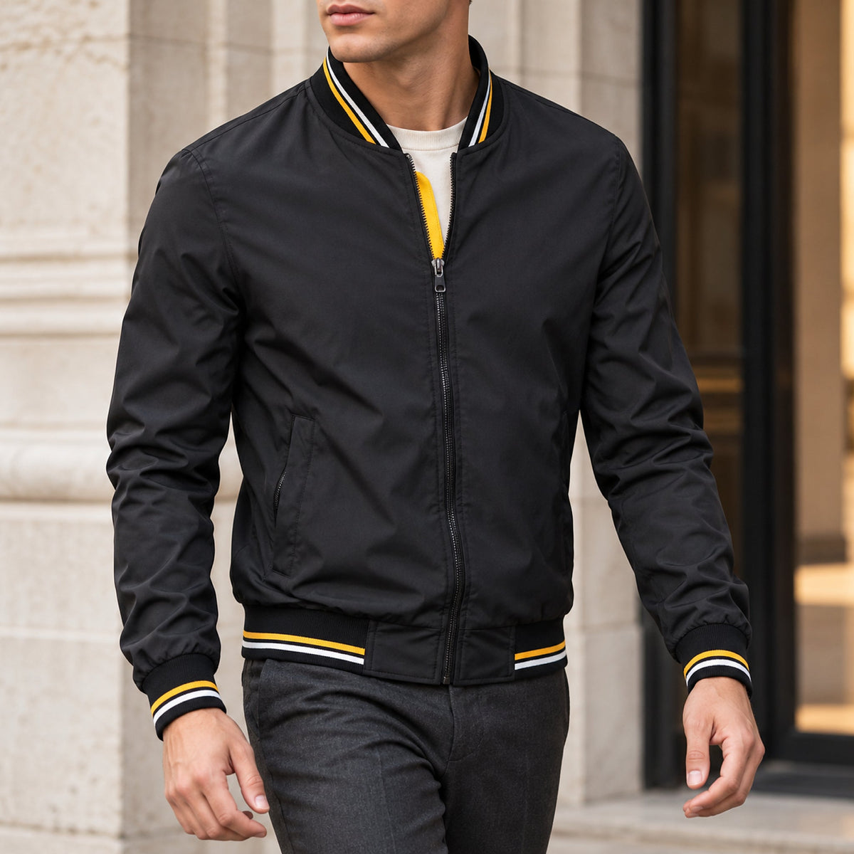 Whitman Striped-Trim Bomber Jacket