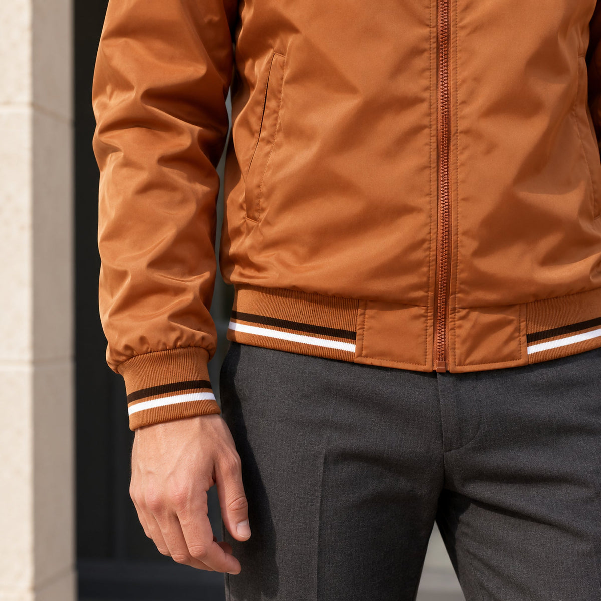 Whitman Striped-Trim Bomber Jacket