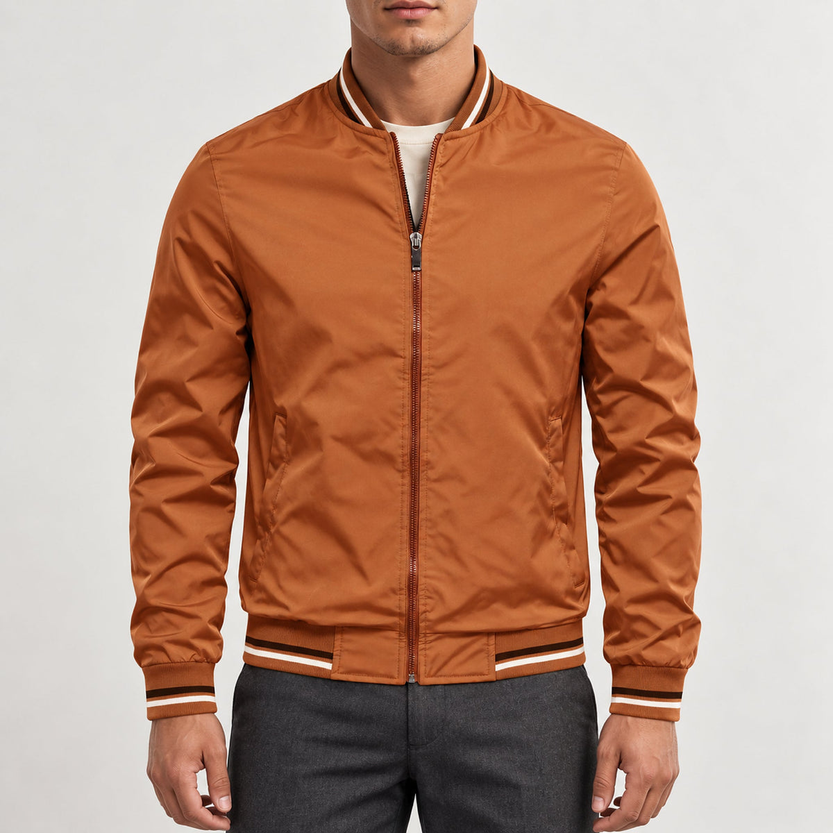 Whitman Striped-Trim Bomber Jacket