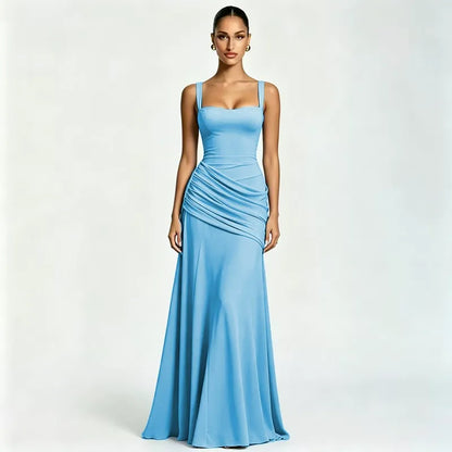 SOLANCE | Maxi dress with ruched square neckline