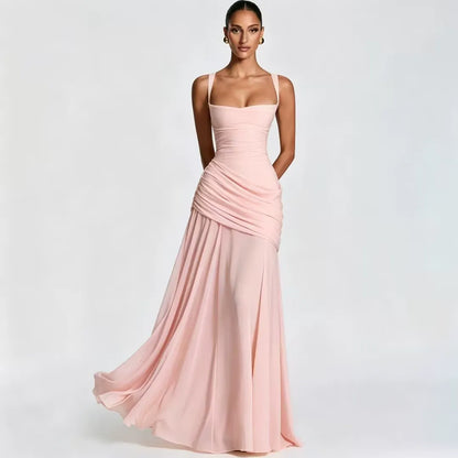 SOLANCE | Maxi dress with ruched square neckline