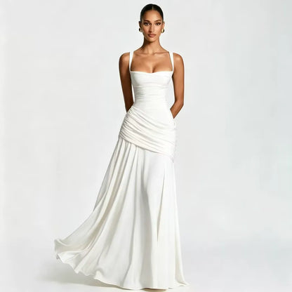 SOLANCE | Maxi dress with ruched square neckline