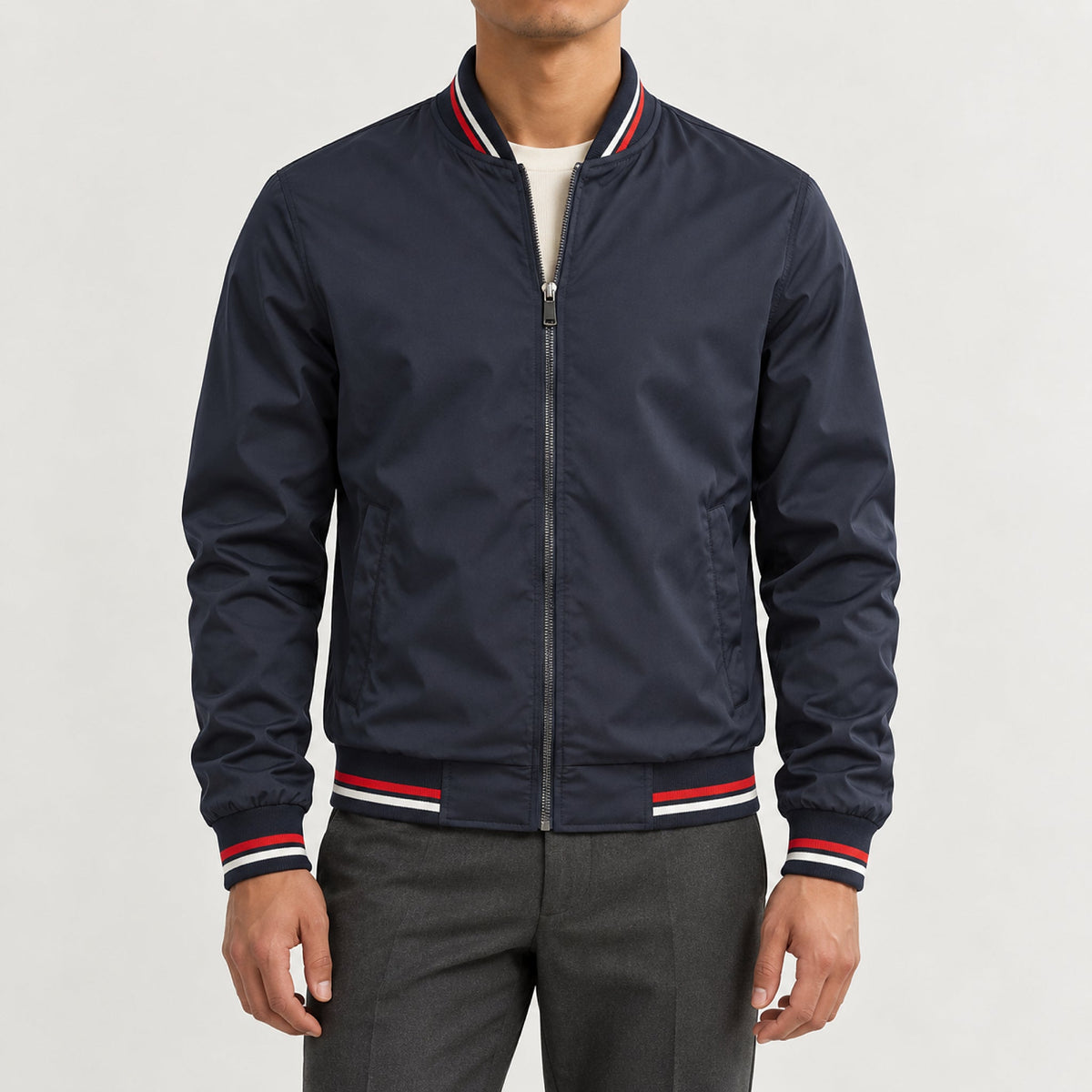 Whitman Striped-Trim Bomber Jacket