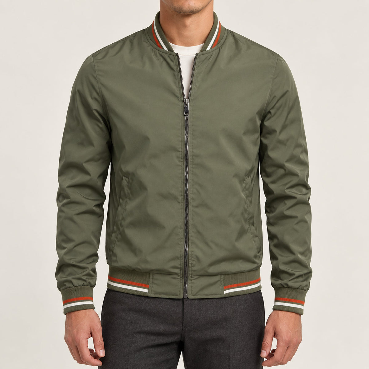 Whitman Striped-Trim Bomber Jacket